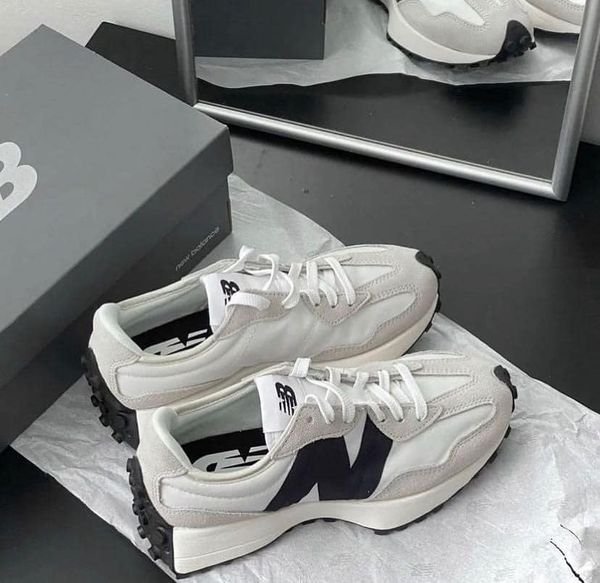 NEW BALANCE 327 SEA SALT SNEAKERS WHITE BLACK GREY