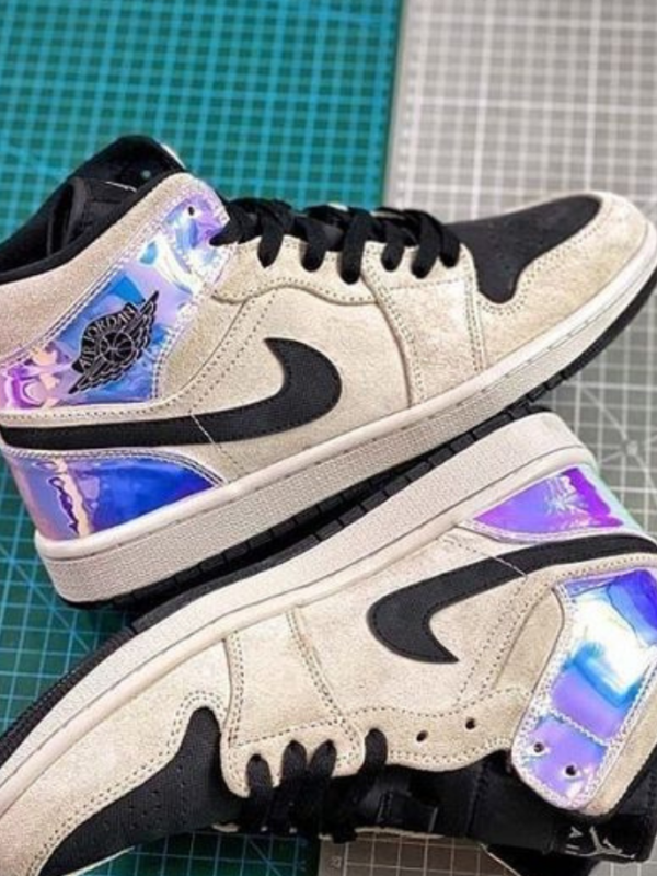 Nike Air Jordan 1 Mid Iridescent Shoes Rose Black